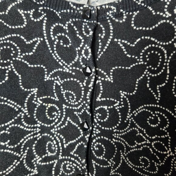 Catherines Size 1X Black White Cotton Button Long Sleeve Cardigan Sweater - Picture 3 of 8